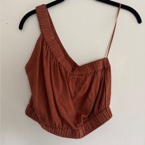Abercrombie & Fitch One-Shoulder Rust Top